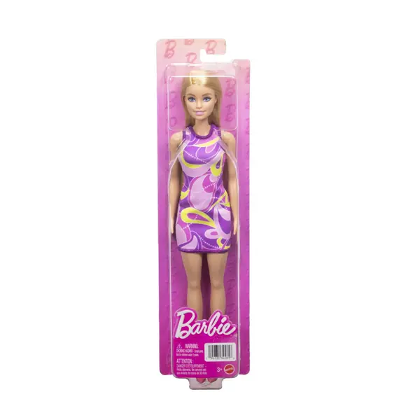 PAPUSA BARBIE BLONDA CU ROCHIE MULTICOLORA
