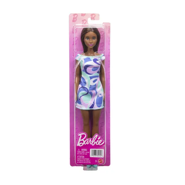 PAPUSA BARBIE BRUNETA CU ROCHIE MULTICOLORA