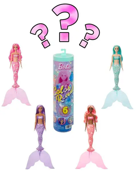 Păpuşă Barbie Color Reveal - Mermaid Charms, cu 6 surprize, sortiment
