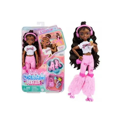 Papusa Barbie Dream Besties Brooklyn pe roti, cu accesorii, 4+ ani