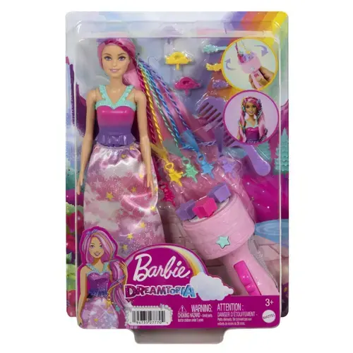 Papusa Barbie Dreamtopia Twist and style, cu accesorii pentru impletituri