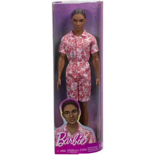 Papusa Barbie Fashionistas - Baiat in salopeta stil hawaian si sandale verzi