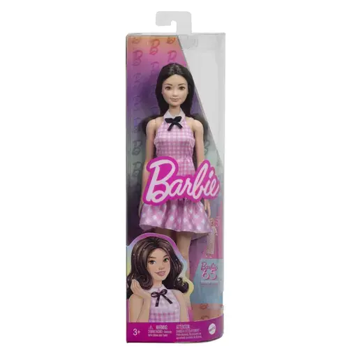 Papusa Barbie Fashionistas, Bruneta, cu rochie roz
