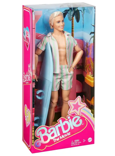 Papusa Barbie Ken Wearing Pastel Striped Beach Matching (HPJ97)