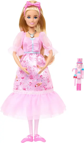 Păpușă Barbie – Spărgătorul de nuci, Clara cu glezne mobile și jucărie Spărgătorul de nuci