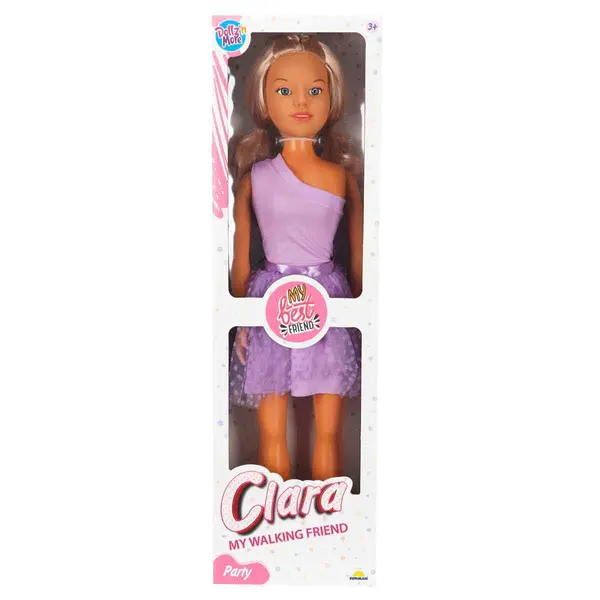 Papusa Clara in tinuta de petrecere, Dollz n More, cu rochie mov, 80 cm