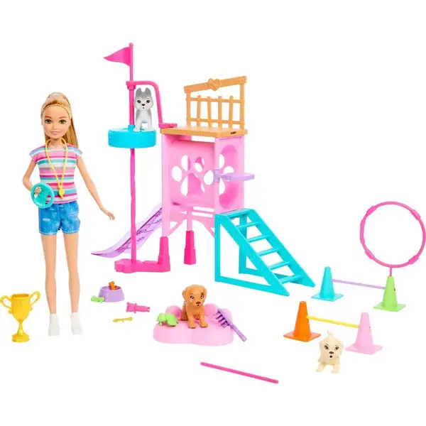 Papusa cu accesorii si animalut Barbie Stacie To The Rescue