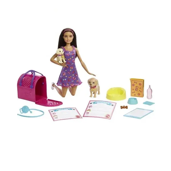 Papusa cu animalut de companie Barbie Pup Adoption