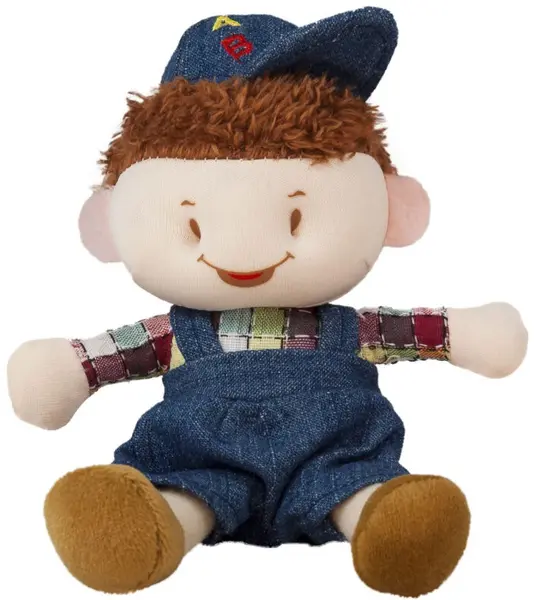 Păpușă moale Amek toys - Băiat în haine din denim, 12 cm