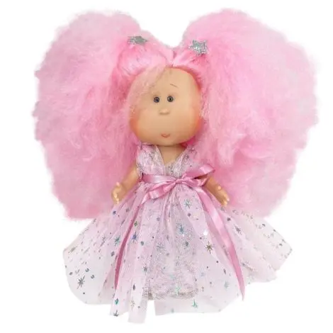 Papusa Nines D Onil, Mia Candy, cu parul roz, cu articulatii, cu miros de vanilie, 30 cm