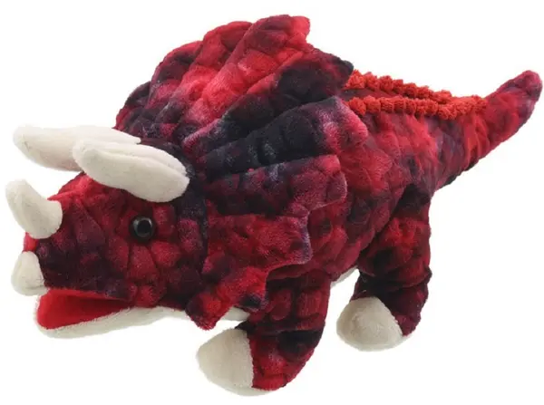 Papusa pentru teatru The Puppet Company - Triceratops, 35 cm, rosu