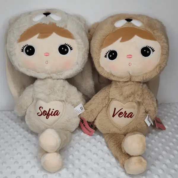 Papusa personalizata Iepuras Pufos Caramel