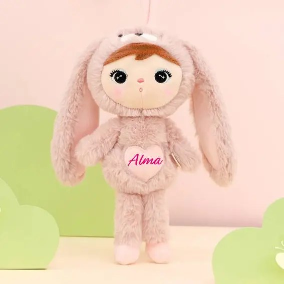 Papusa personalizata Iepuras Pufos Roz (mini)