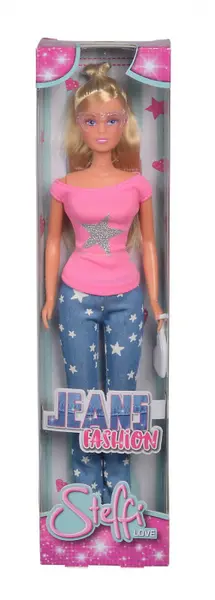 Papusa steffi jeans fashion cu bluza roz