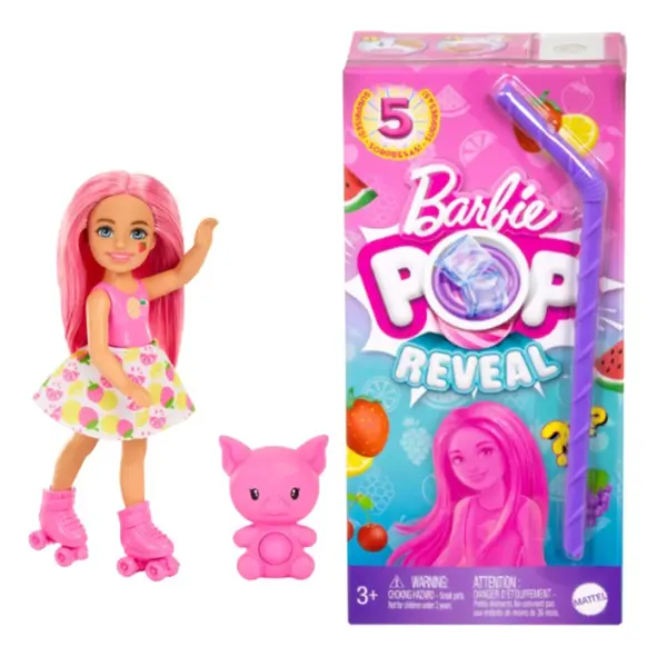 Papusa surpriza Barbie Chelsea, Pop Reveal Fruit, 5 surprize, HRK58