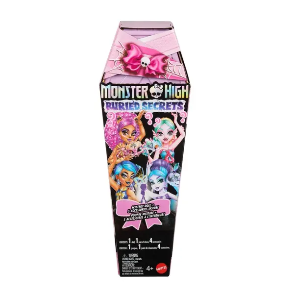 Papusa surpriza cu 5 accesorii, Monster High, Buried Secrets, Cozy Creepover, HYV64