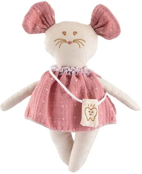 Păpușă textilă Asi Dolls - Micul șoricel Missy, cu geantă pentru dințișor, 22 cm