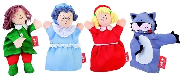 Păpuși pentru teatru Nowa Szkola - Scufița Roșie, 25 cm, 4 buc
