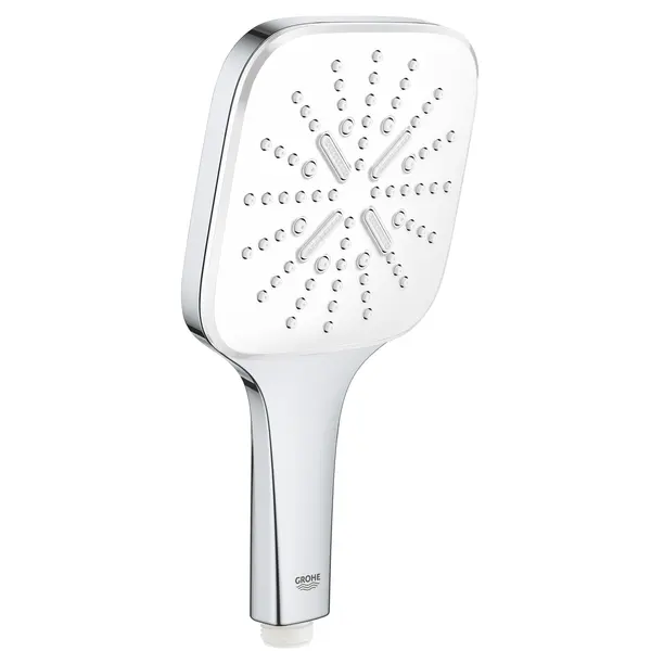 Para de dus Grohe Rainshower SmartActive Cube 130 26551LS0, 1/2, universala, 3 pulverizari, anti-calcar, Crom/Alb