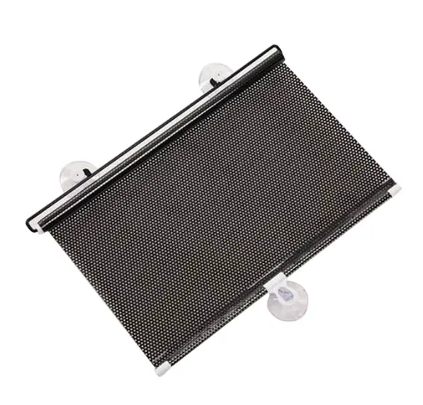 Parasolar Auto cu Ventuze Retractabil Negru 68x125 cm Parbriz Geamuri