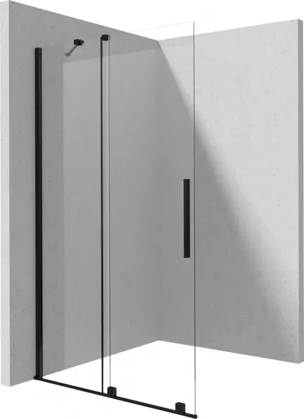 Paravan de dus glisant, 80x195 cm, sticla securizata 6 mm, negru, Deante Prizma