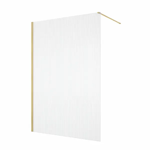 Paravan dus cu sticla riflata walk-in 90x200 cm, auriu periat, sticla 8 mm, Ronal Lina