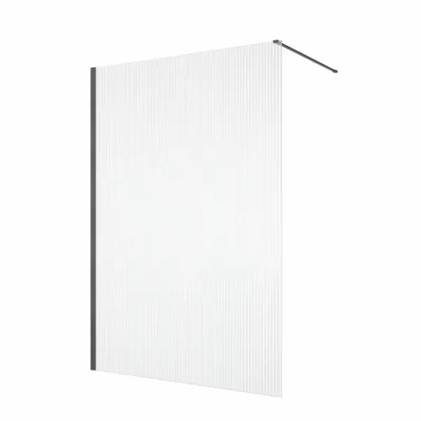 Paravan dus cu sticla riflata walk-in 90x200 cm, gun metal periat, sticla 8 mm, Ronal Lina