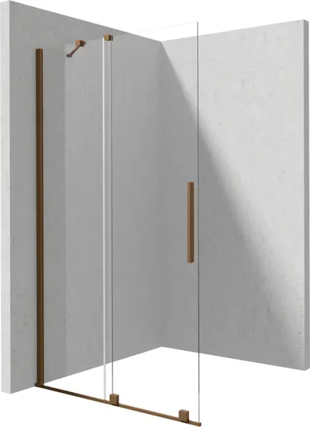 Paravan dus sticla securizata 6 mm cu usa glisanta 140x195 cm, bronz periat, Deante Prizma