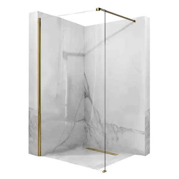 Paravan dus sticla securizata easy clean walk-in 120x200 cm, auriu periat, Mediterraneo Foxy