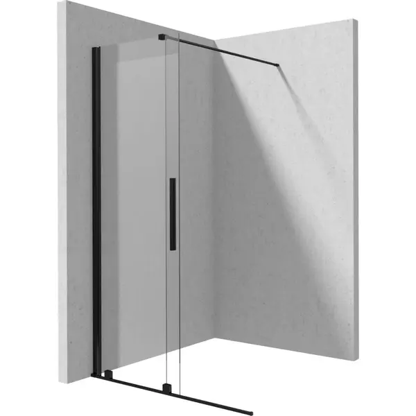 Paravan dus sticla securizata walk-in cu usa glisanta, 120x195 cm, negru mat, Deante Prizma