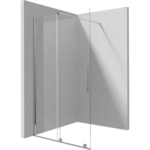 Paravan dus sticla securizata walk-in cu usa glisanta, 140x195 cm, crom lucios, Deante Prizma