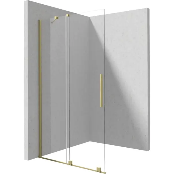 Paravan dus sticla securizata walk-in cu usa glisanta, 140x195 cm, auriu periat, Deante Prizma