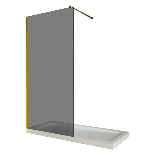 Paravan dus walk in / Perete dus sticla fumurie 6 mm profil auriu tija extensibila 80 x 200 cm