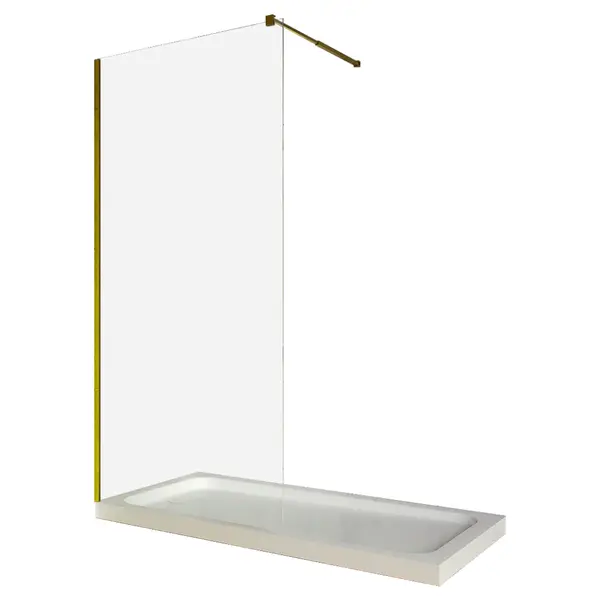 Paravan dus walk in / Perete dus sticla nano 8 mm profil auriu tija extensibila 90 x 200 cm