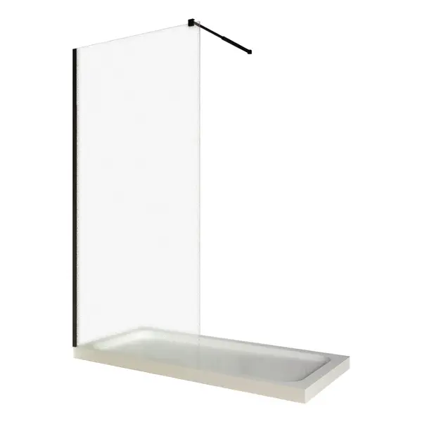 Paravan dus walk in / Perete dus sticla sablata 6 mm profil negru mat tija extensibila 80 x 200 cm