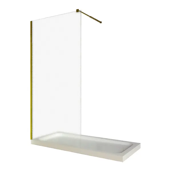 Paravan dus walk in / Perete dus sticla sablata 8 mm profil auriu tija extensibila 100 x 200 cm