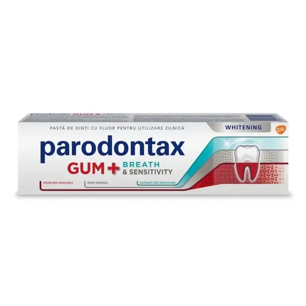 Parodontax Pasta de dinti, Gum + Breath Sensitivity Whitening, 75 ml