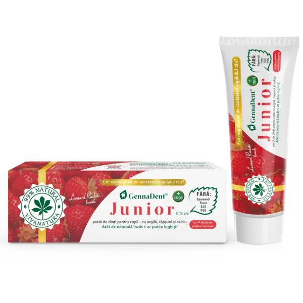Pasta de dinti cu capsuni GennaDent Junior, 50ml, VivaNatura