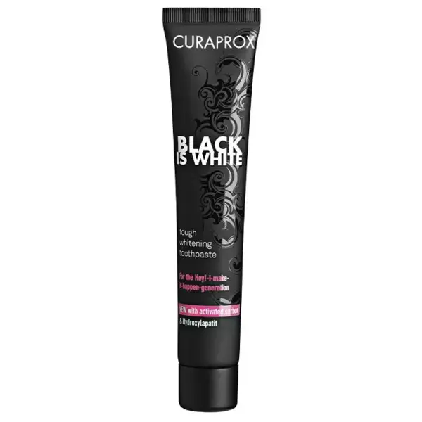 Pasta de Dinti, Curaprox, Black Is White, pentru Albirea a Dintilor, cu Carbune Activ, fara SLS, cu Fluor, 60ml