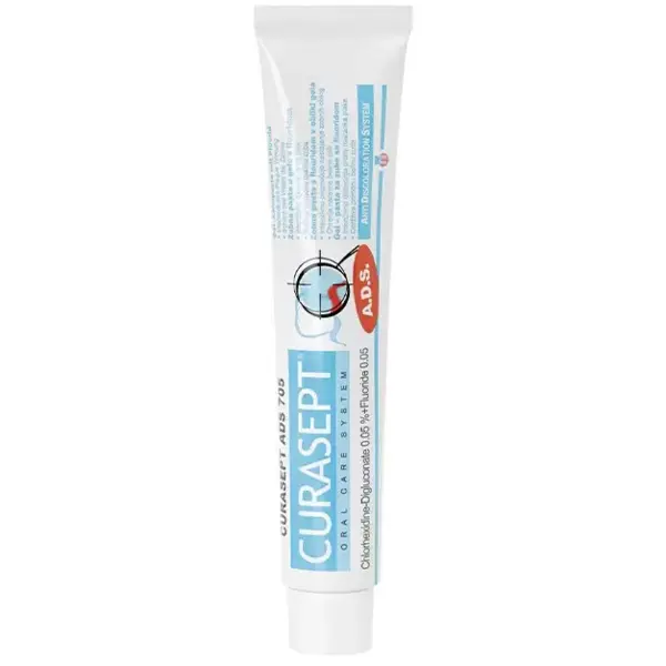 Pasta de Dinti, Curasept, ADS 705, Clorhexidina 0.05%, Protectie pentru Gingiile Iritate, cu Fluor, 75ml