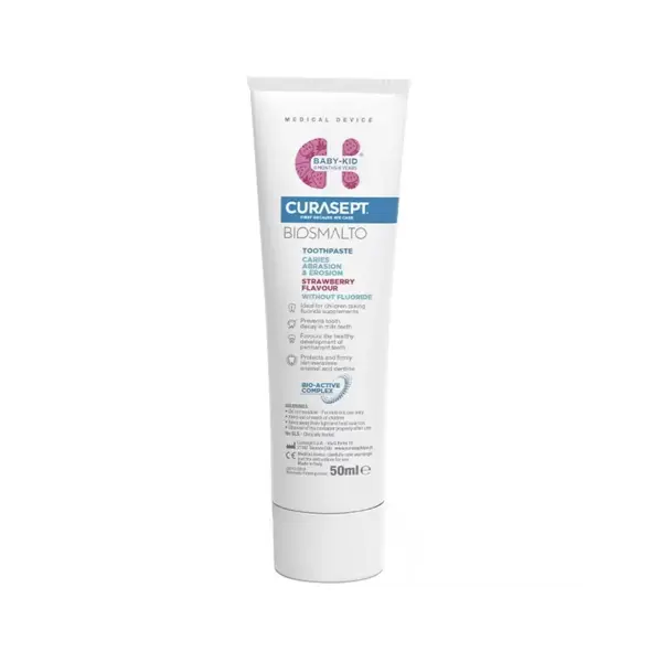 Pasta de Dinti, Curasept, Biosmalto Baby Kid, Remineralizeaza Smaltul, pentru Copii, fara Fluor, 6 luni-6 ani, 75ml
