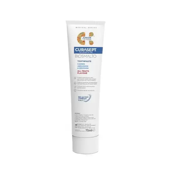 Pasta de Dinti, Curasept, Biosmalto Junior, pentru Remineralizarea Smaltului, pentru Copii, cu Fluor, 7-12 ani, 75ml