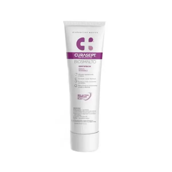 Pasta de Dinti, Curasept, Caries Biosmalto Sensitiv, pentru Dinti Sensibili si Remineralizarea Smaltului, cu Fluor, 75ml