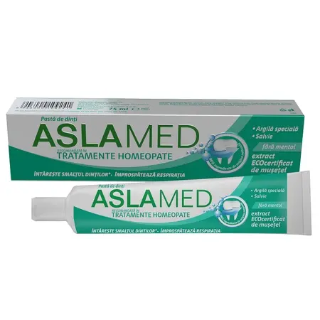 Pastă de dinți fără mentol, pentru tratamente homeopate, 75 ml, AslaMed