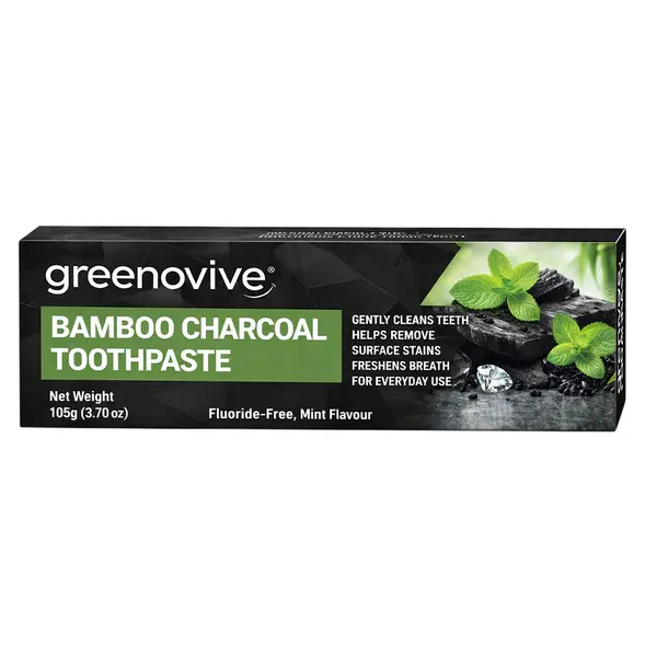 Pasta de Dinti, GREENOVIVE®, Bamboo Charcoal, Albirea Dintilor, din Carbune Activ de Bambus, Reduce Petele si Respiratia Urat Mirositoare, fara Fluor, 105gr