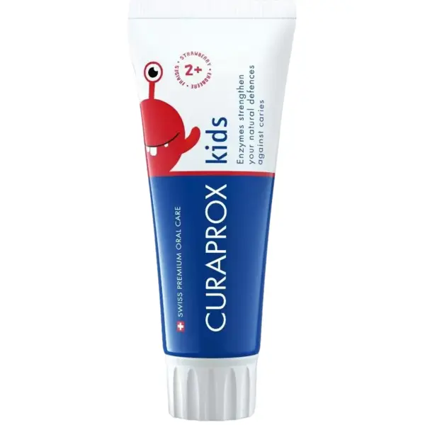 Pasta de Dinti pentru Copii, Curaprox, 950PPM, fara SLS, fara Parabeni, cu Aroma de Capsuni, cu Fluor, 60ml