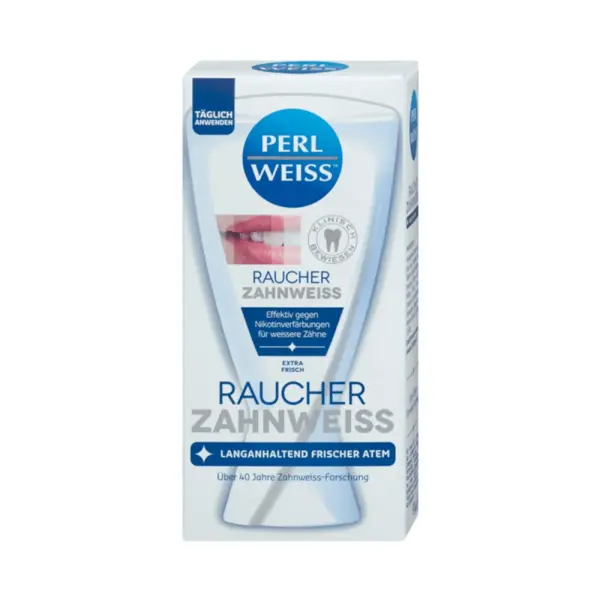 Pasta de Dinti, Perl Weiss, Raucher Zahnweiss, pentru Fumatori, cu Efect de Albire si Prospetime Indelungata, 50ml