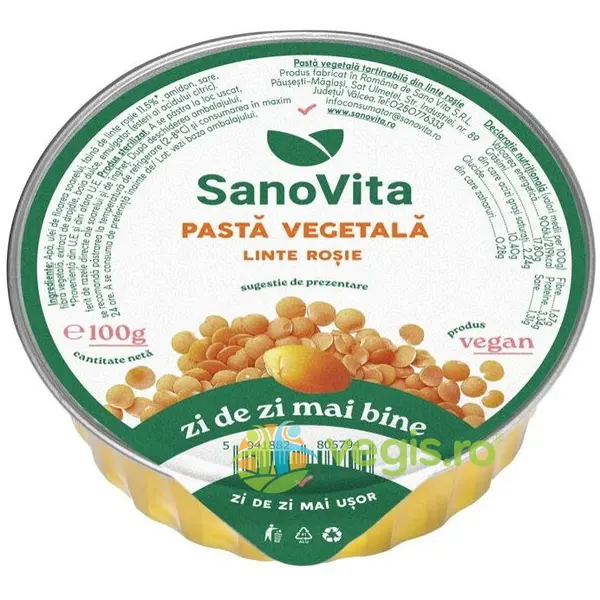 Pasta Vegetala Tartinabila din Linte Rosie 100g