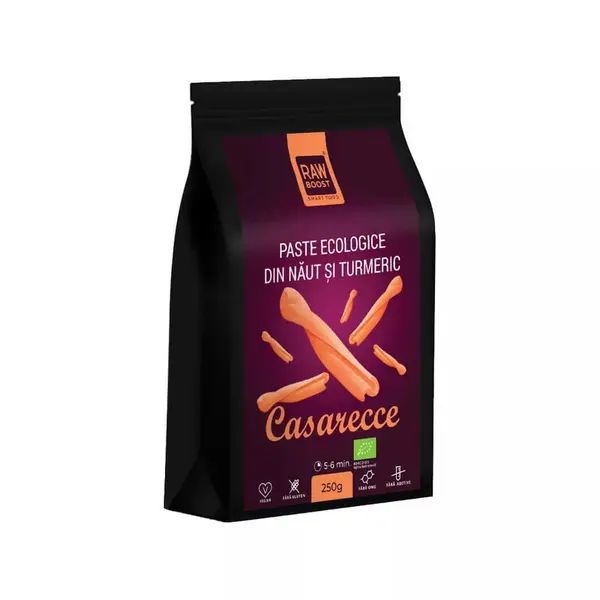Paste ECO Casarecce din Naut cu Turmeric, Fara Gluten, 250g, Rawboost