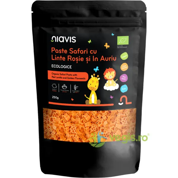 Paste Safari cu Linte Rosie si In Auriu fara Gluten Pentru Copii Ecologice/Bio 250g
